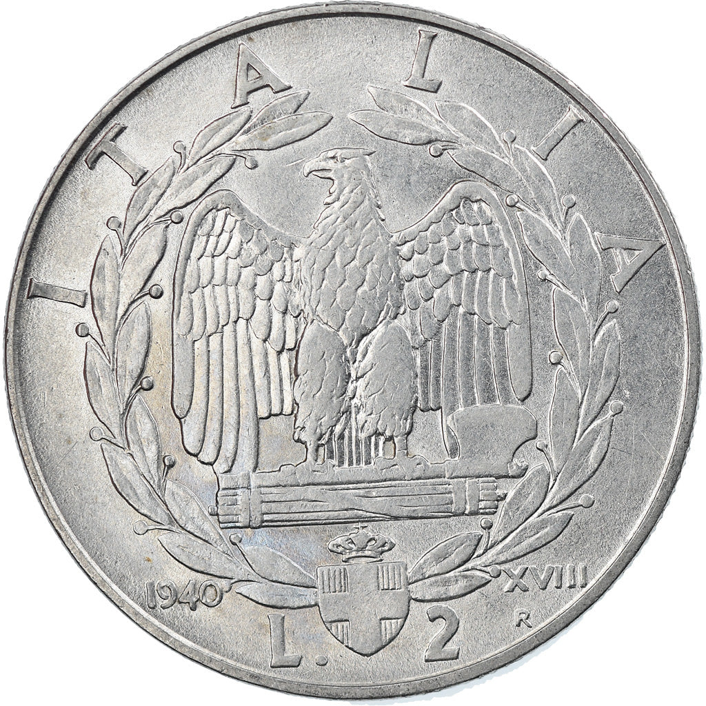 Moneta, Włochy, Vittorio Emanuele III, 2 Lire, 1940, Rome, EF(40-45), Stal