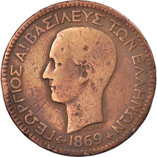 Coin, Greece, George I, 10 Lepta, 1869, Strassburg, VF(20-25), Copper, KM:43