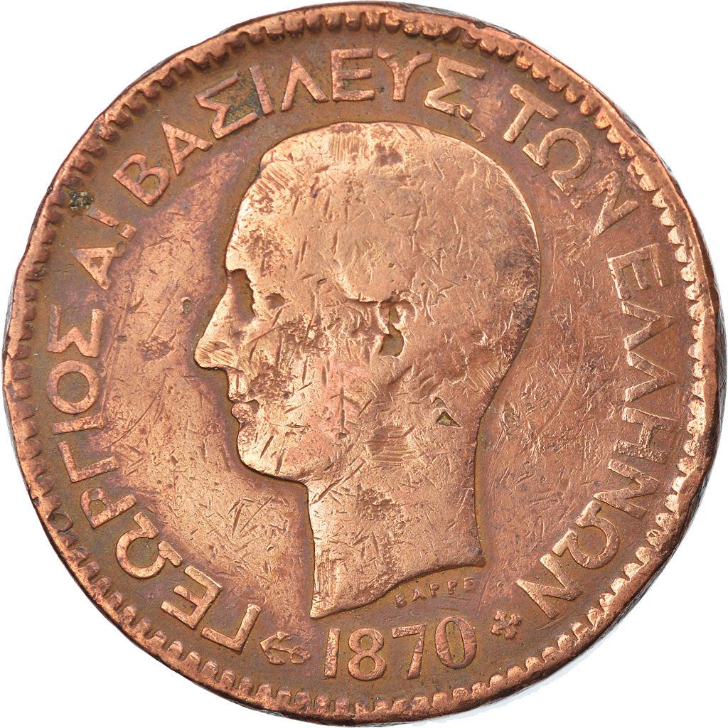 Münze, Griechenland, George I, 10 Lepta, 1870, Strassburg, S, Kupfer, KM:43