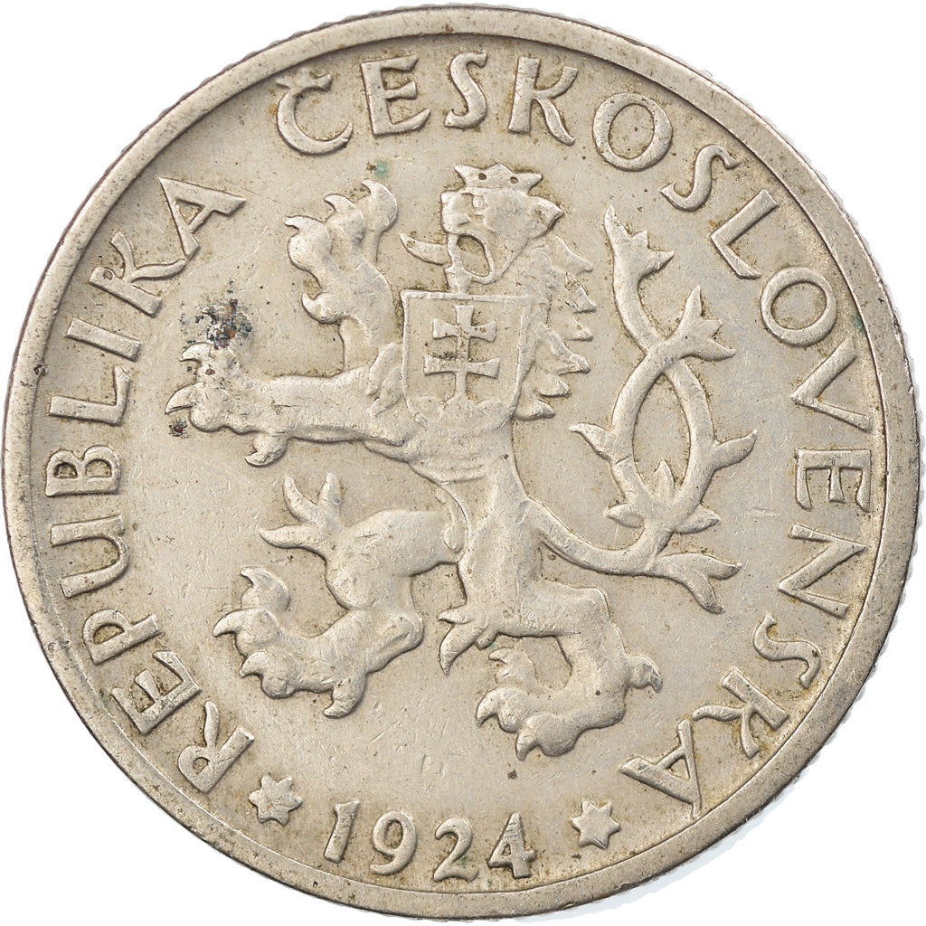 Coin, Czechoslovakia, Koruna, 1924, EF(40-45), Copper-nickel, KM:4