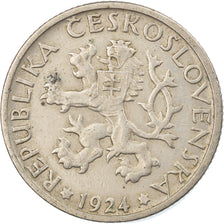 Coin, Czechoslovakia, Koruna, 1924, EF(40-45), Copper-nickel, KM:4