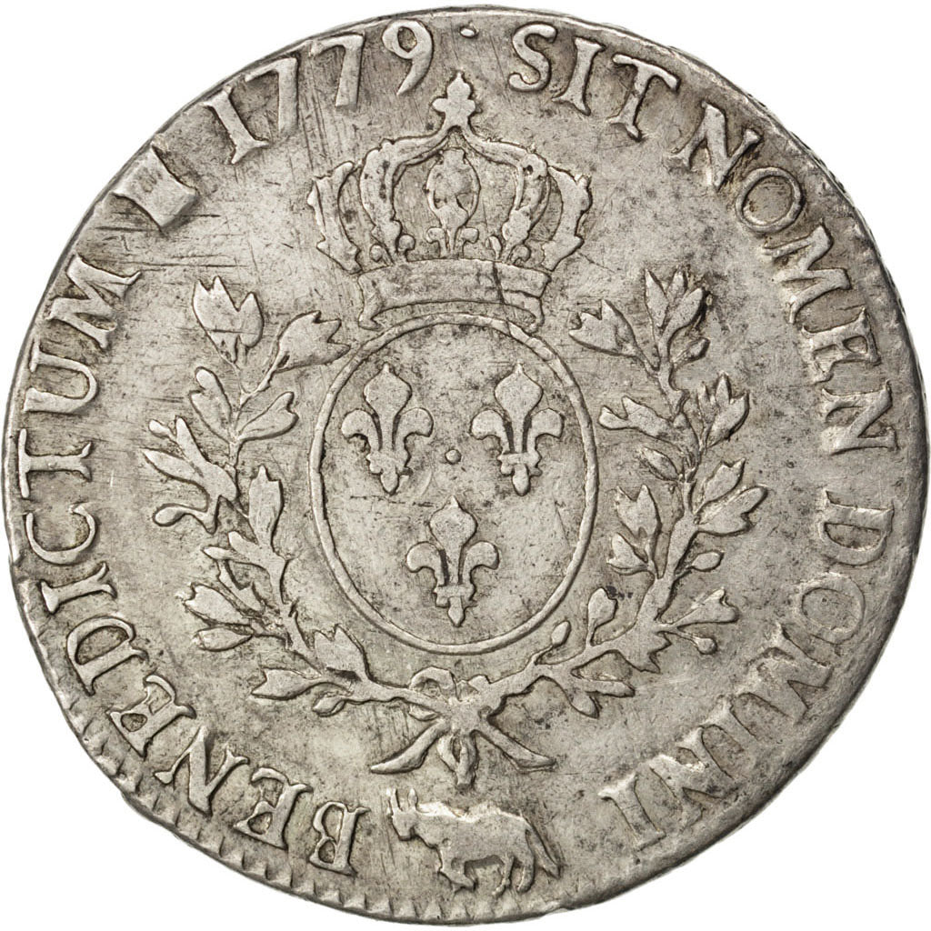 FRANCE, Ecu, 1779, Pau, KM #572, VF(30-35), Silver, Gadoury #356, 29.07