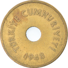 Coin, Turkey, 2-1/2 Kurus, 1948, VF(30-35), Brass, KM:885