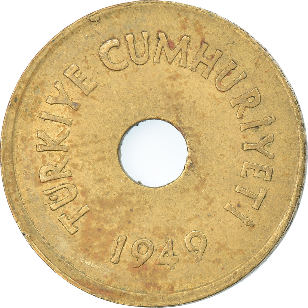 Coin, Turkey, 2-1/2 Kurus, 1949, EF(40-45), Brass, KM:885