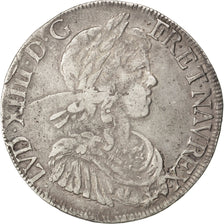 FRANCE, Écu à la mèche longue, ECU, 1653, Bayonne, KM #155.10, VF(30-35), Silver