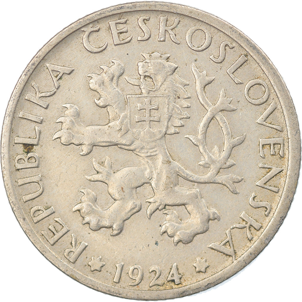 Coin, Czechoslovakia, Koruna, 1924, EF(40-45), Copper-nickel, KM:4