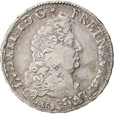 FRANCE, 1/2 Ecu, 1691, Toulouse, KM #273.10, VF(30-35), Silver, Gadoury #184,...