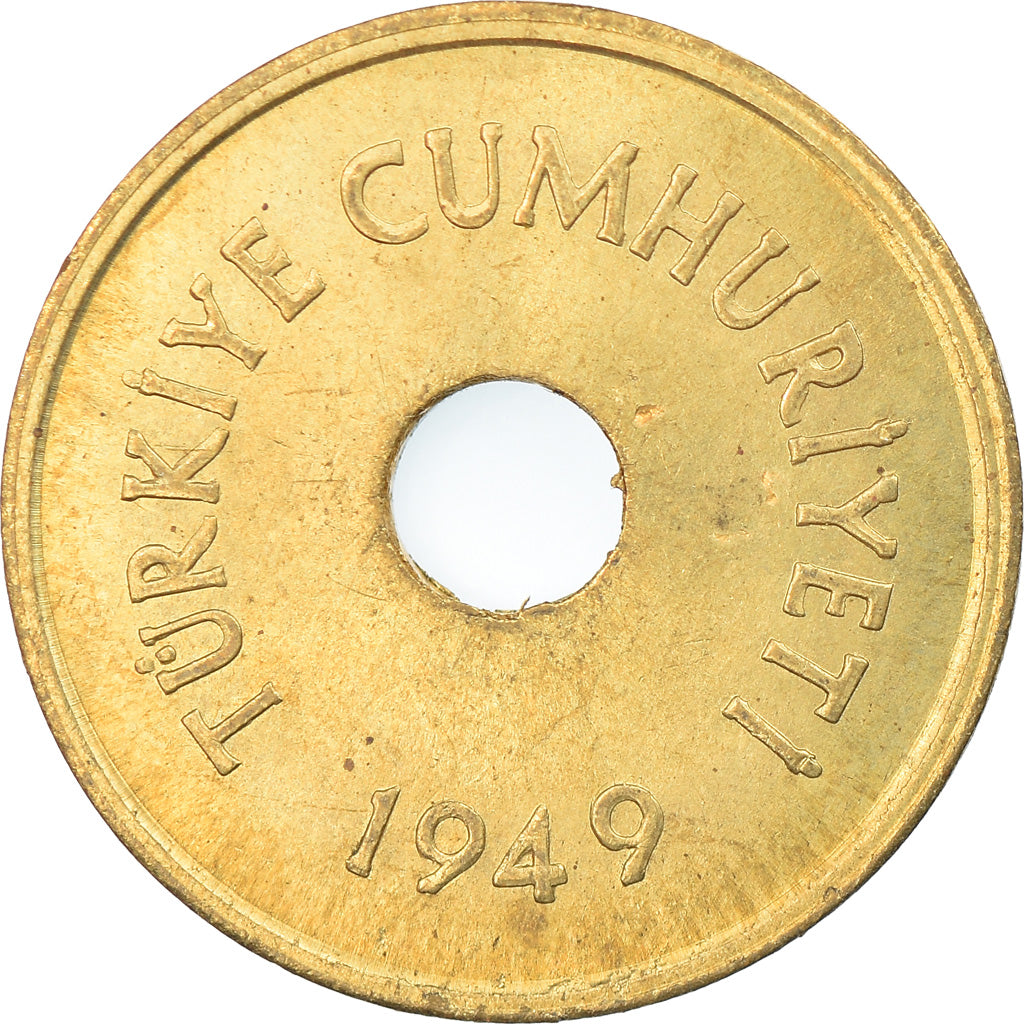 Coin, Turkey, 2-1/2 Kurus, 1949, EF(40-45), Brass, KM:885