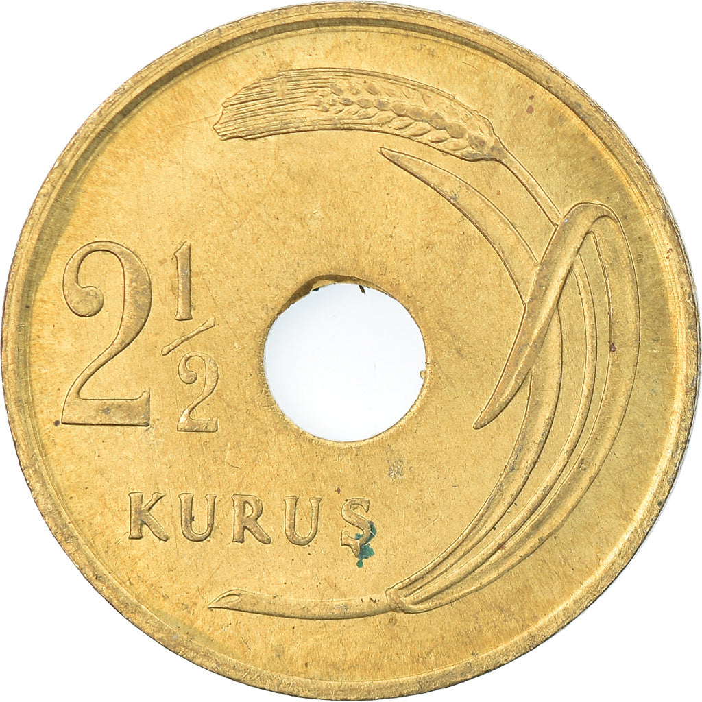 Coin, Turkey, 2-1/2 Kurus, 1949, EF(40-45), Brass, KM:885