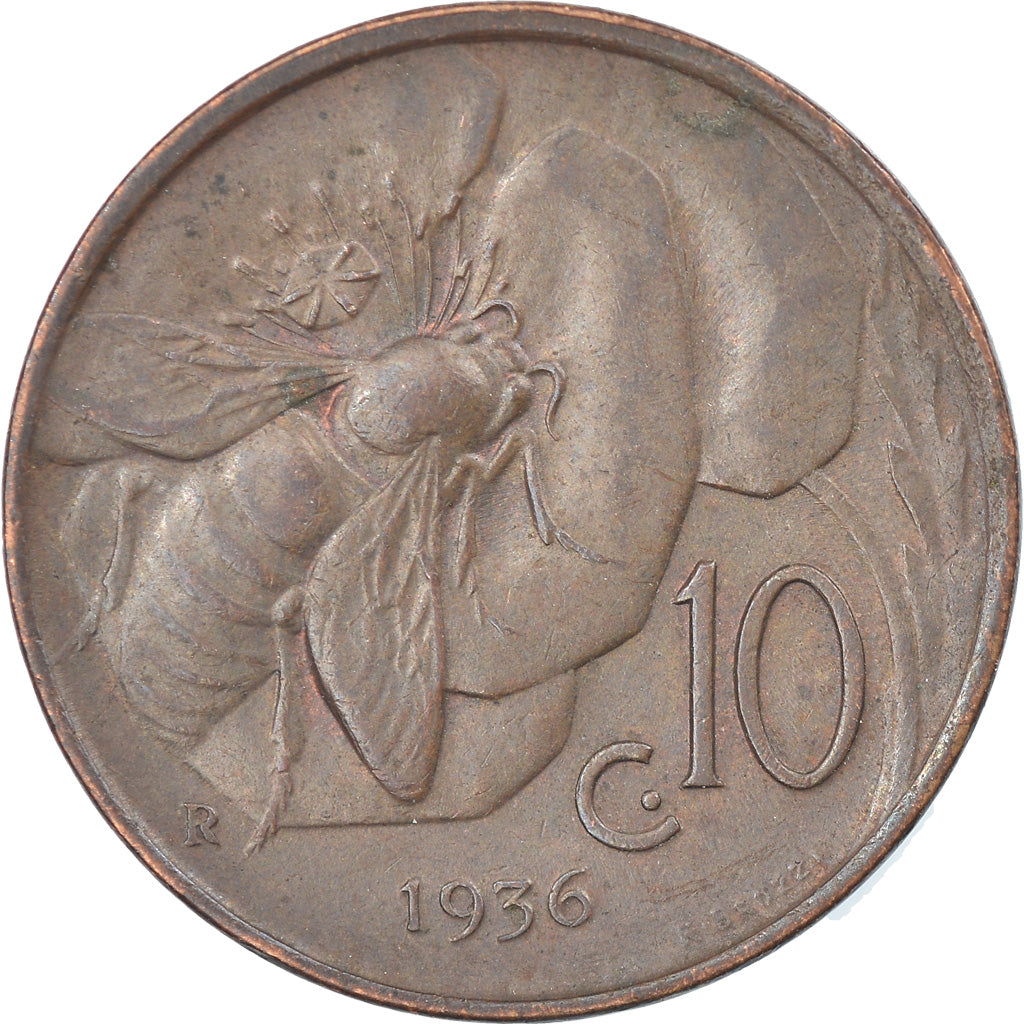 Coin, Italy, Vittorio Emanuele III, 10 Centesimi, 1936, Rome, EF(40-45), Bronze