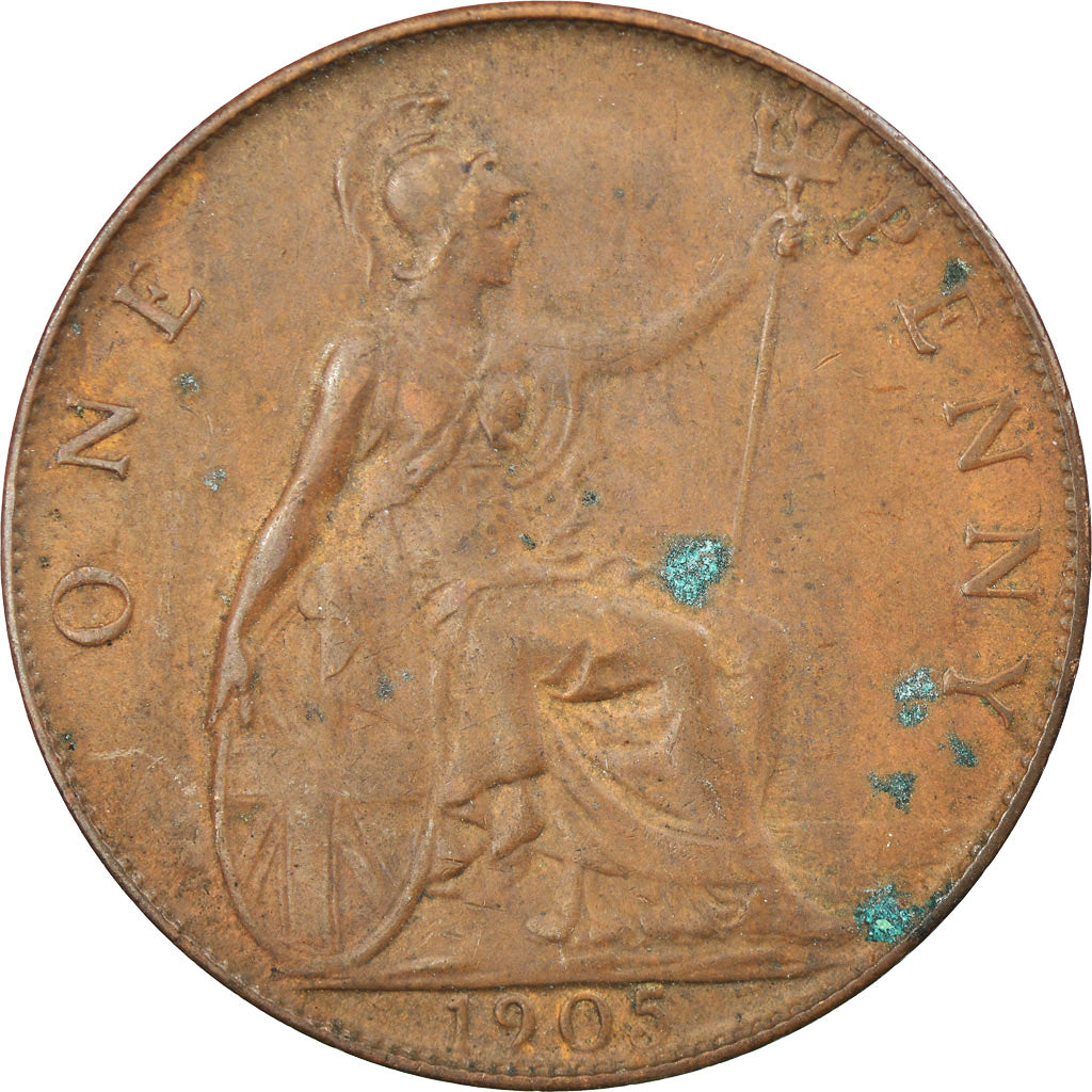 Coin, Great Britain, Edward VII, Penny, 1905, EF(40-45), Bronze, KM:794.2