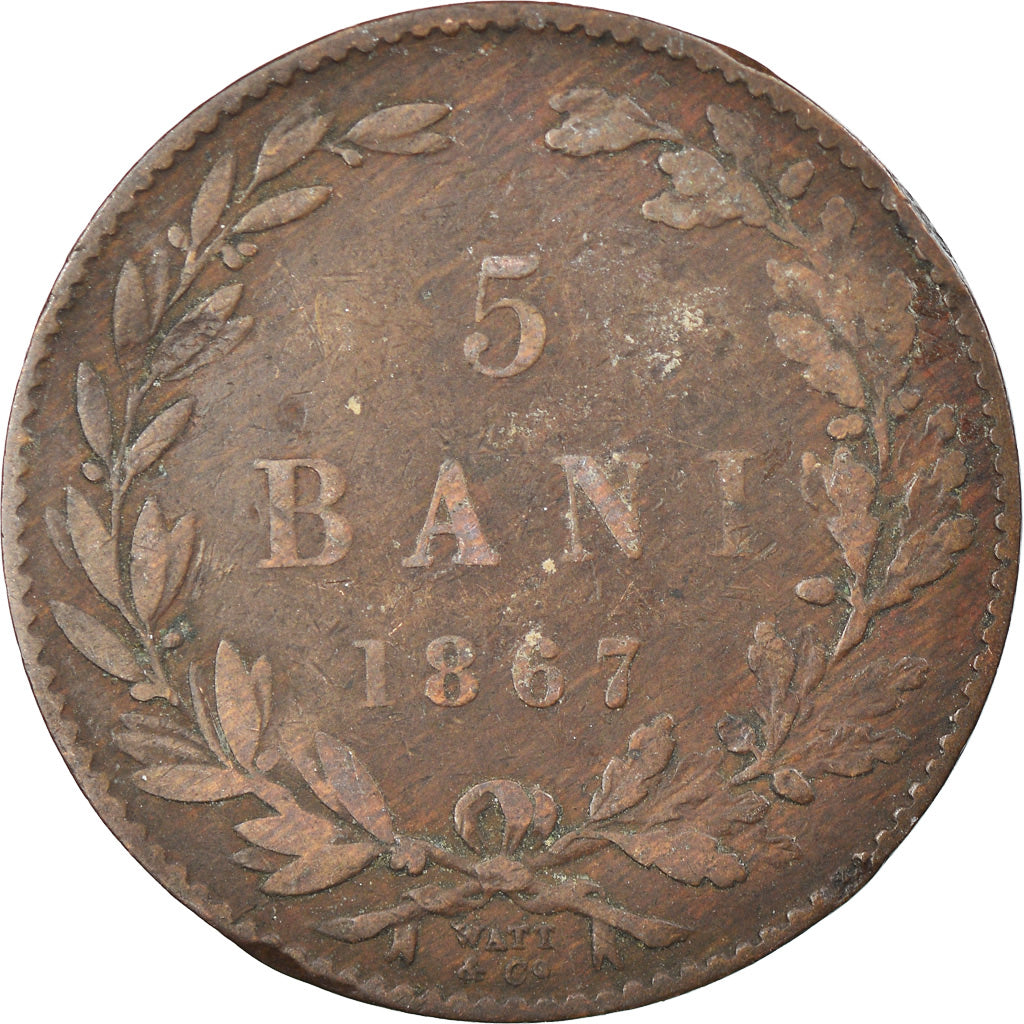Coin, Romania, Carol I, 5 Bani, 1867, VF(30-35), Copper, KM:3.2