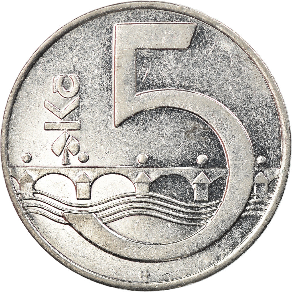Coin, Czech Republic, 5 Korun, 1995, EF(40-45), Nickel plated steel, KM:8