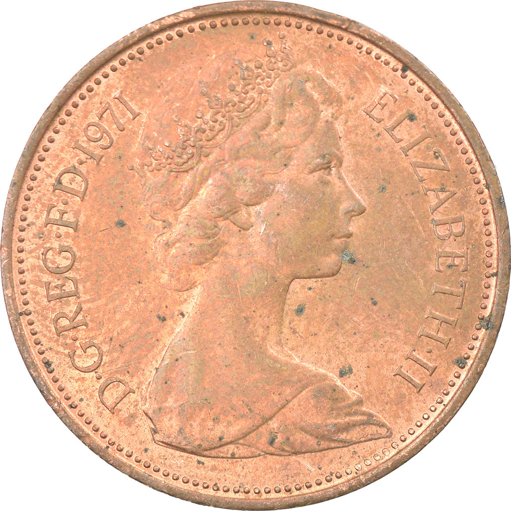 Moneta, Wielka Brytania, Elizabeth II, 2 New Pence, 1971, AU(50-53), Bronze