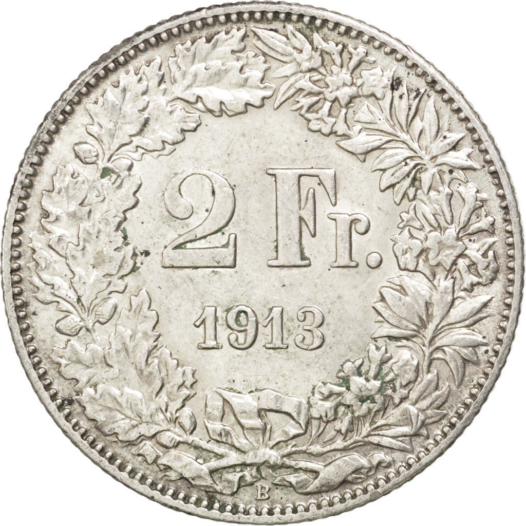 Coin, Switzerland, 2 Francs, 1913, AU(50-53), Silver, KM:21
