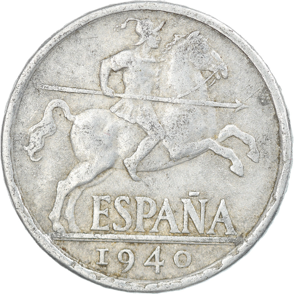 Coin, Spain, 10 Centimos, 1940, VF(30-35), Aluminum, KM:766