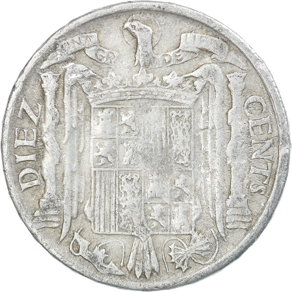 Coin, Spain, 10 Centimos, 1940, VF(30-35), Aluminum, KM:766