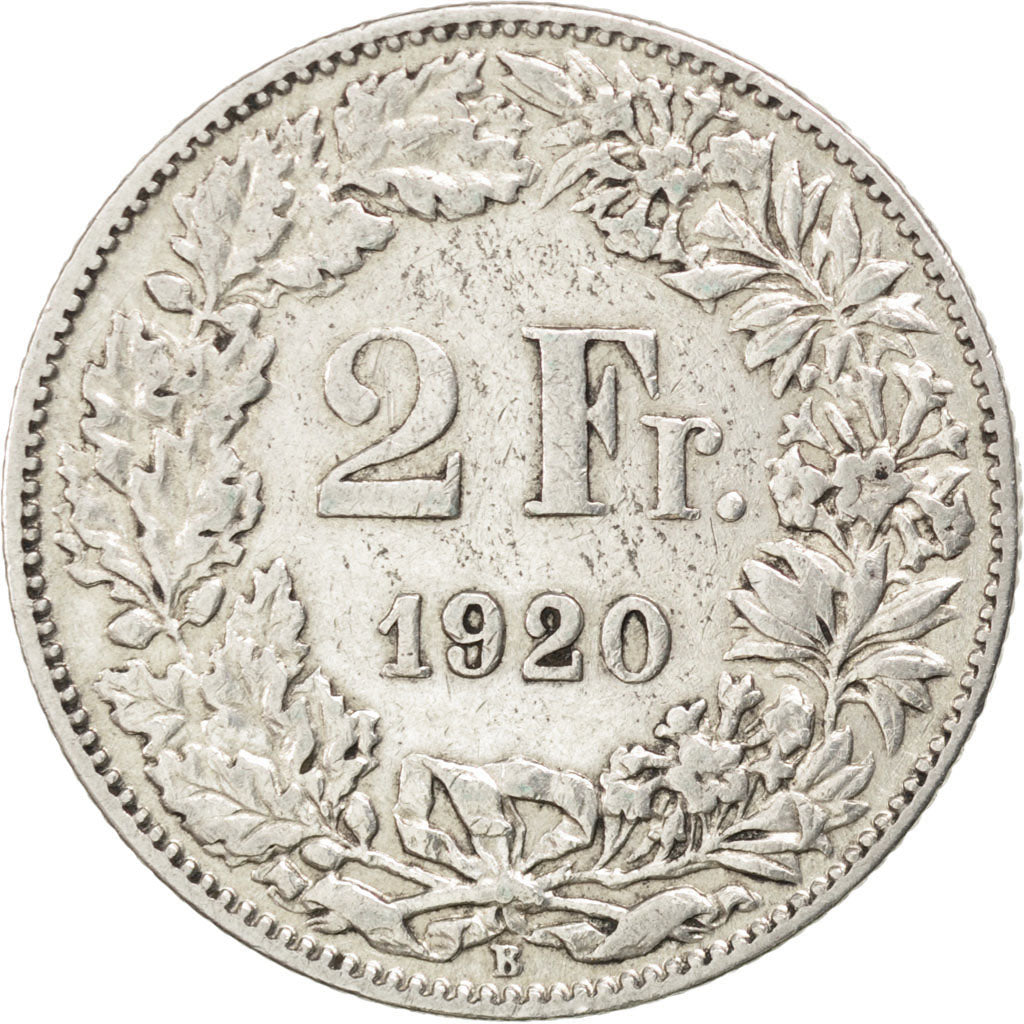 Münze, Schweiz, 2 Francs, 1920, SS, Silber, KM:21