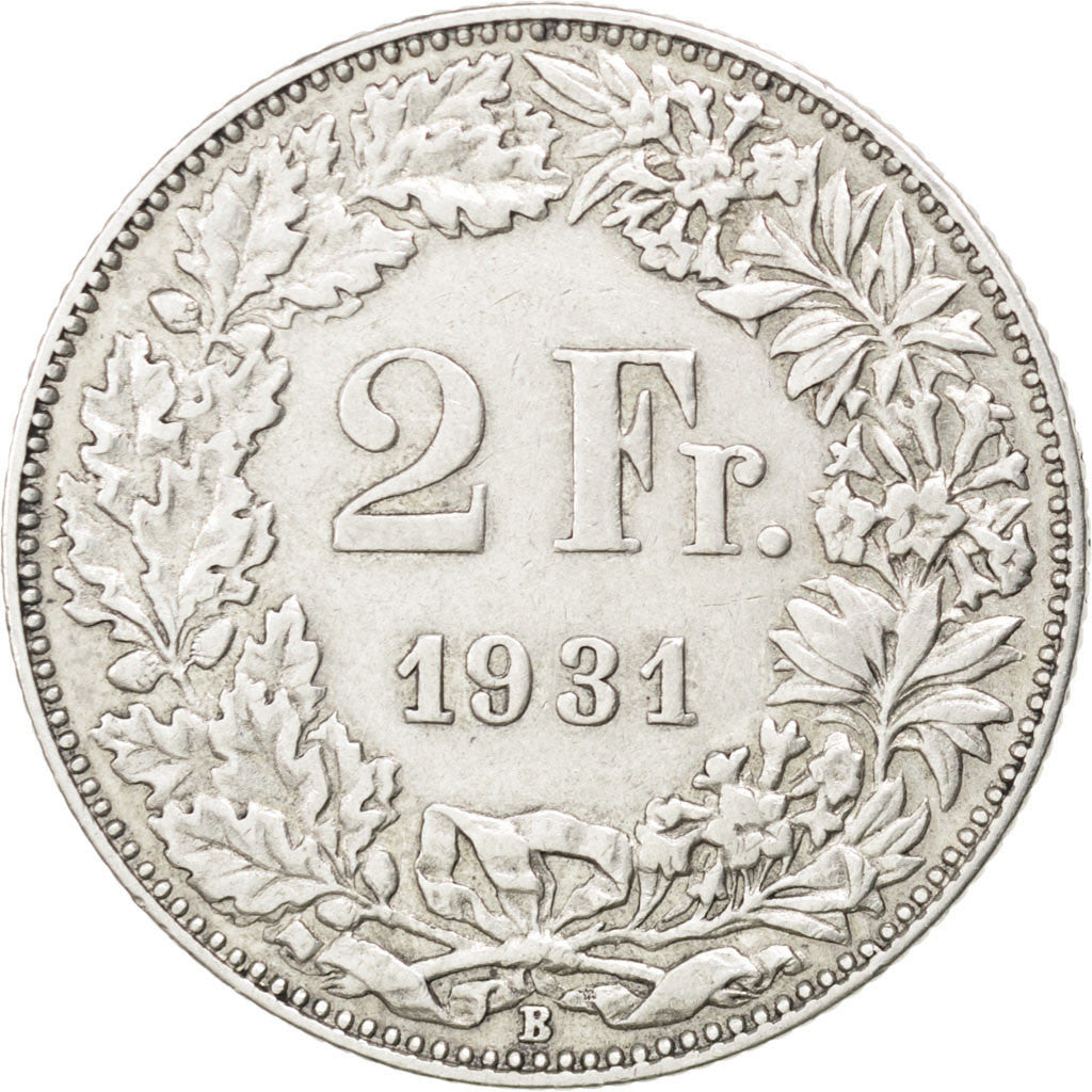 SWITZERLAND, 2 Francs, 1931, KM #21, EF(40-45), Silver, 27.4, 9.96