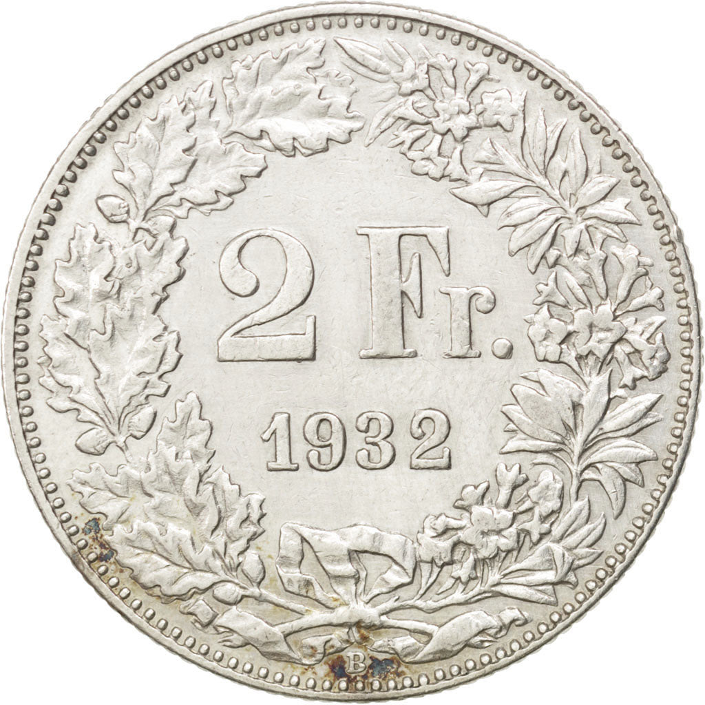SWITZERLAND, 2 Francs, 1932, KM #21, EF(40-45), Silver, 27.4, 9.88