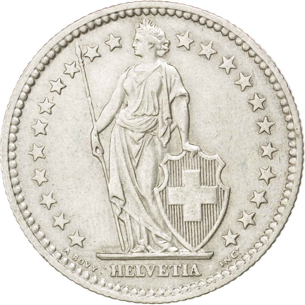 SWITZERLAND, 2 Francs, 1957, KM #21, AU(50-53), Silver, 27.4, 9.98