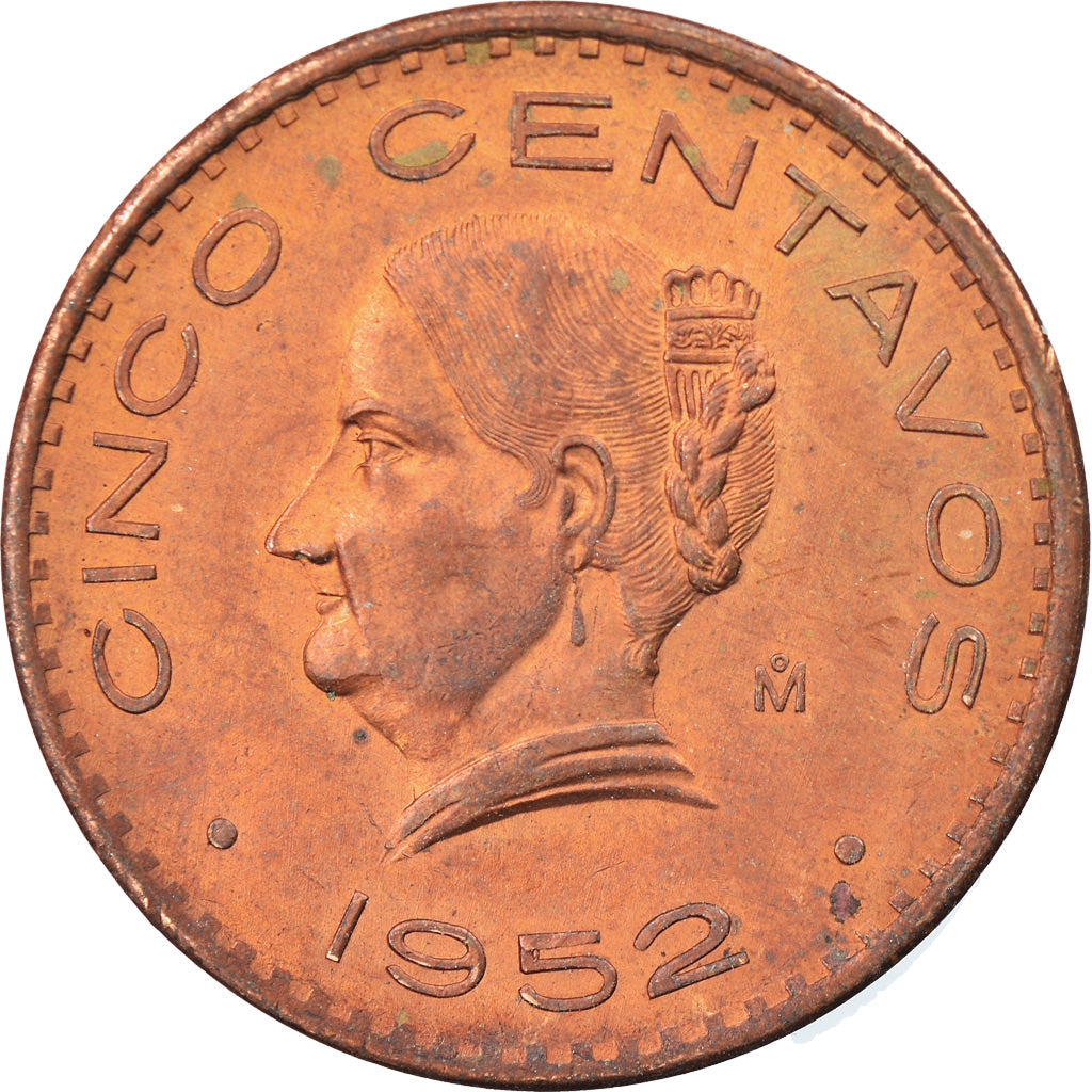 Moneda, México, 5 Centavos, 1952, Mexico City, MBC, Bronce, KM:424