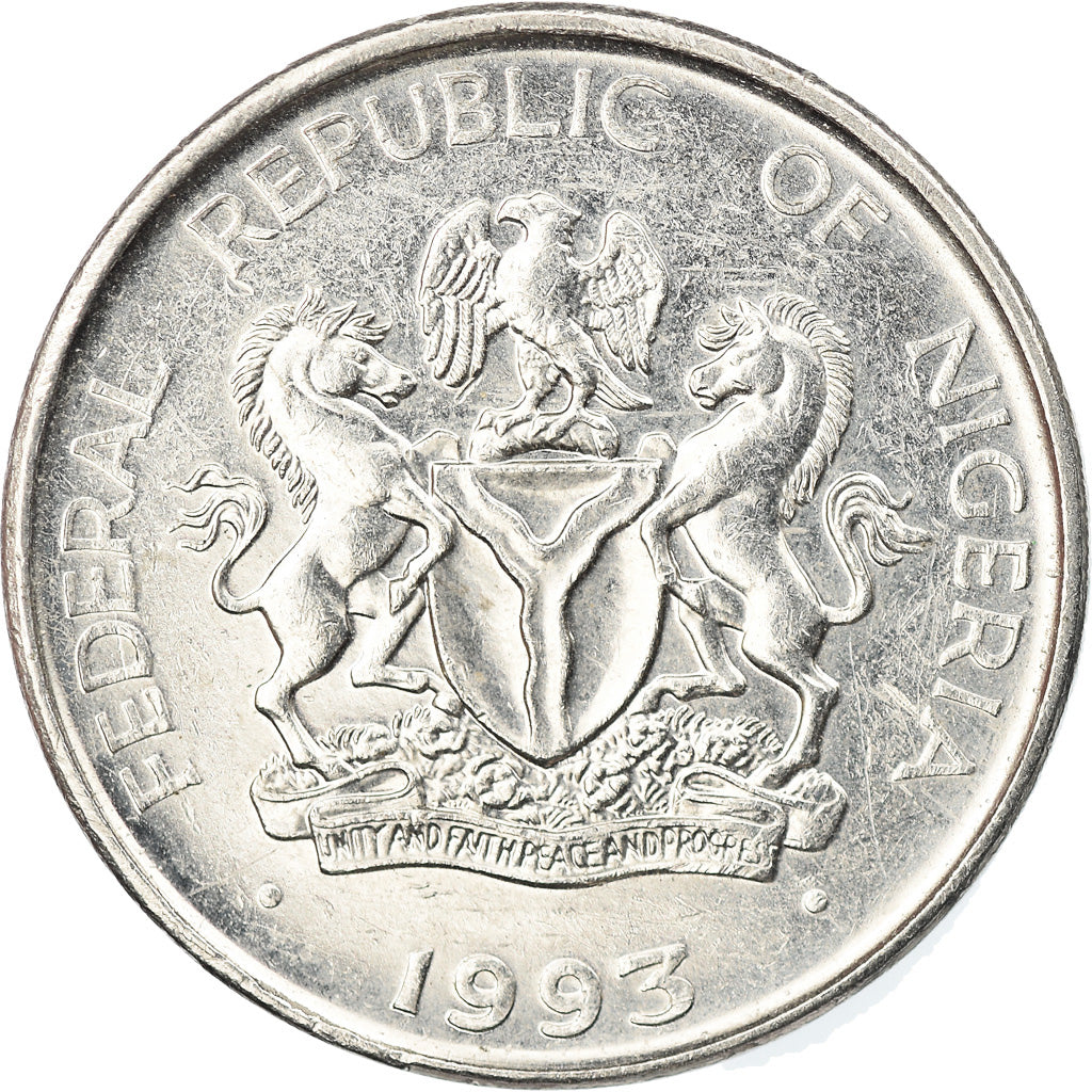Moneda, Nigeria, Elizabeth II, Naira, 1993, MBC, Níquel chapado en acero, KM:14