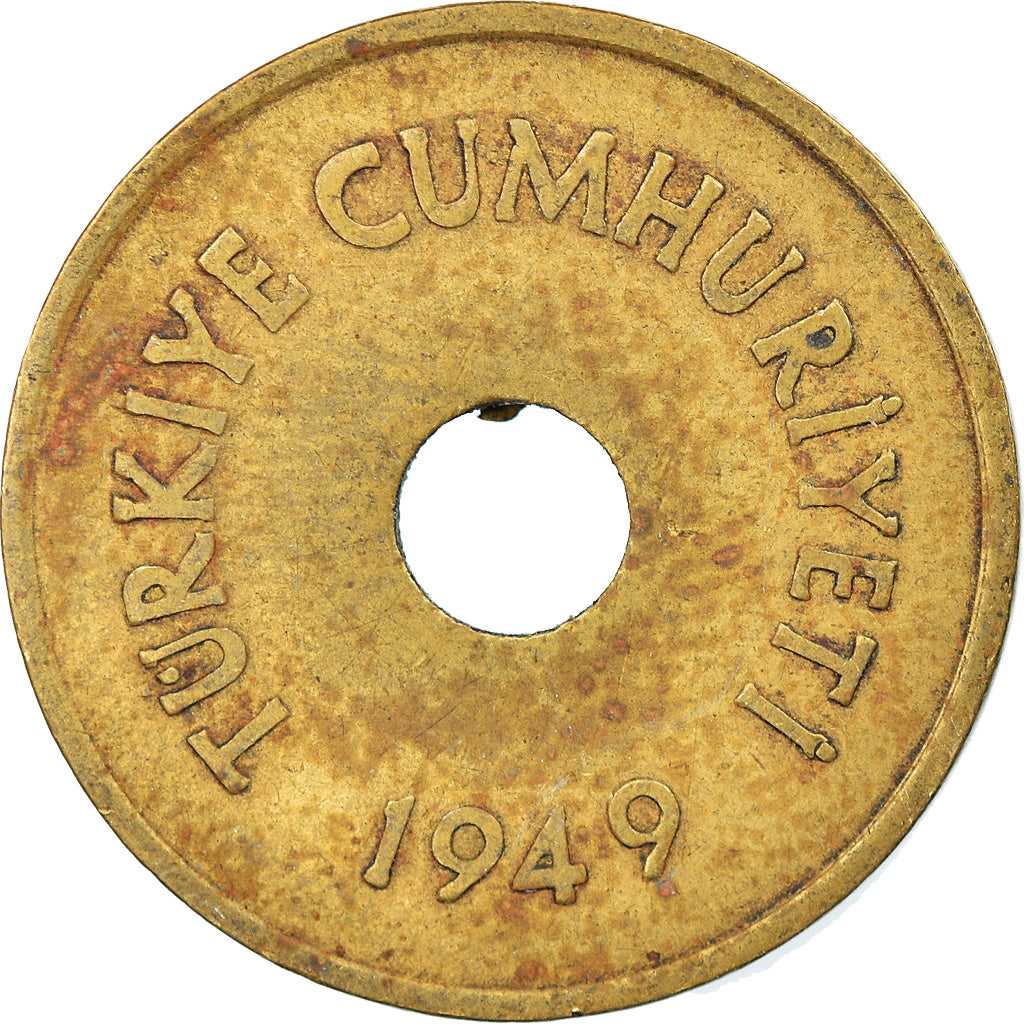 Coin, Turkey, 2-1/2 Kurus, 1949, EF(40-45), Brass, KM:885