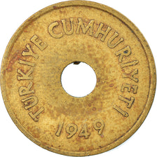Coin, Turkey, 2-1/2 Kurus, 1949, EF(40-45), Brass, KM:885
