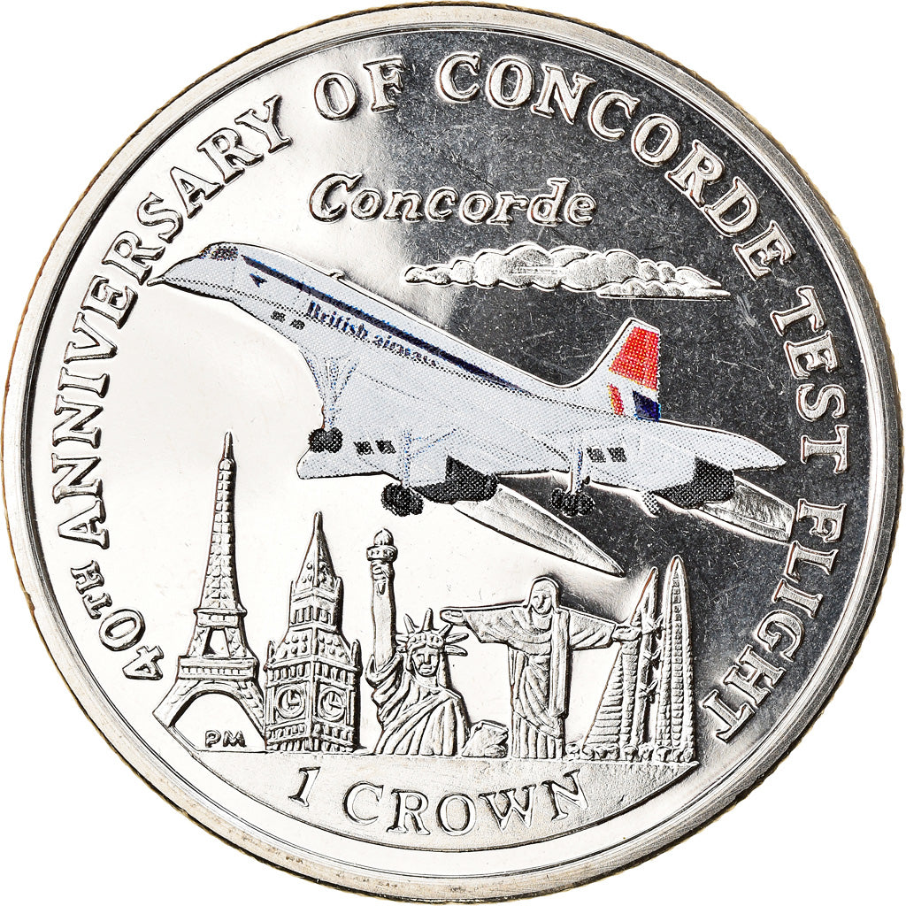 Coin, Isle of Man, Crown, 2009, Pobjoy Mint, Vol d'essai du Concorde, MS(64)