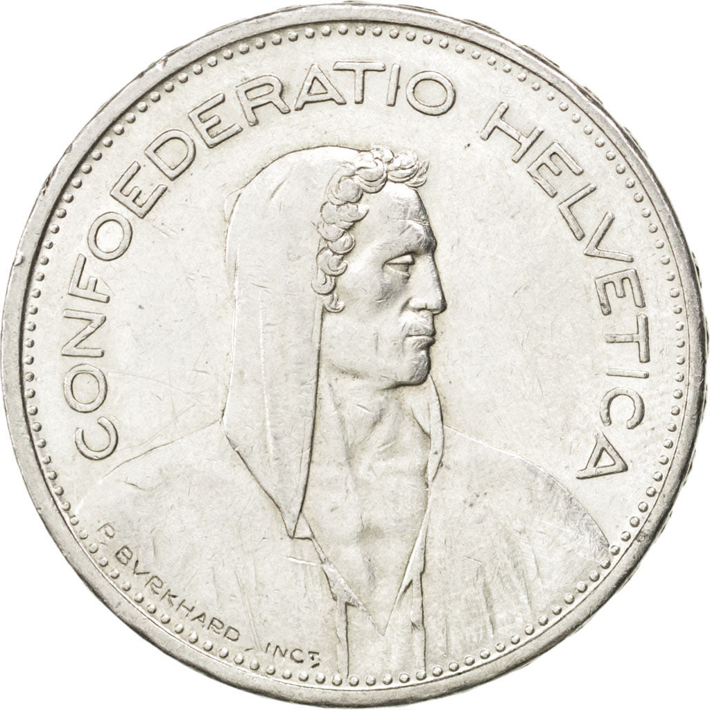 SWITZERLAND, 5 Francs, 1940, Bern, KM #40, AU(50-53), Silver, 31.45, 15.04