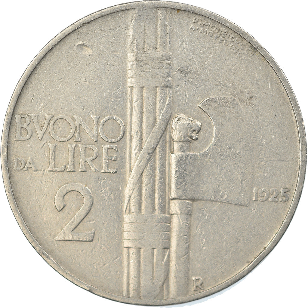 Coin, Italy, Vittorio Emanuele III, 2 Lire, 1925, Rome, EF(40-45), Nickel, KM:63