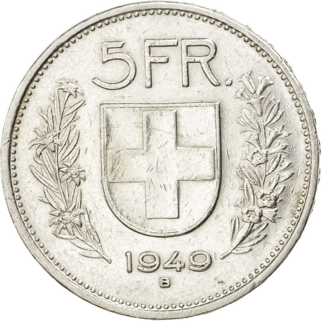SWITZERLAND, 5 Francs, 1949, Bern, KM #40, EF(40-45), Silver, 31.45, 15.01