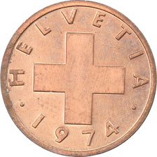 Coin, Switzerland, Rappen, 1974, Bern, AU(50-53), Bronze, KM:46