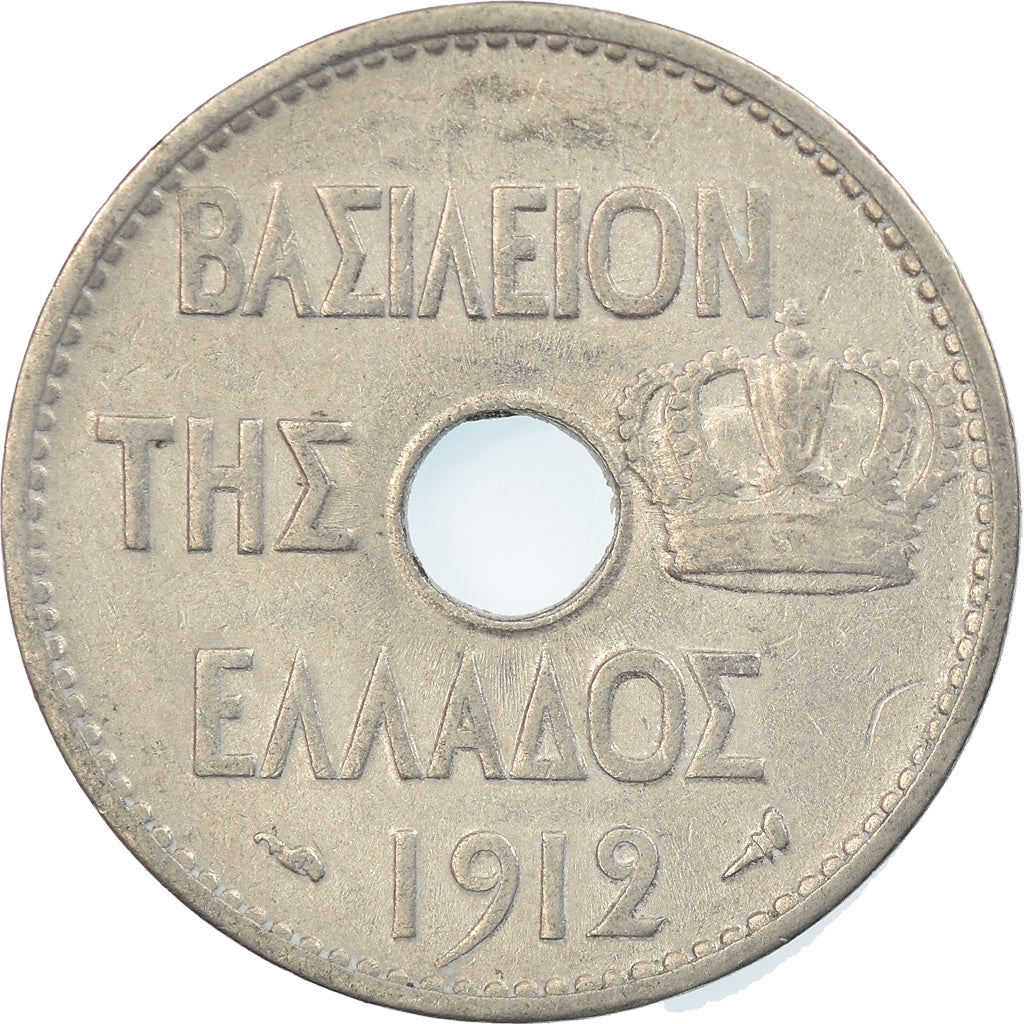 Coin, Greece, George I, 10 Lepta, 1912, AU(55-58), Nickel, KM:63