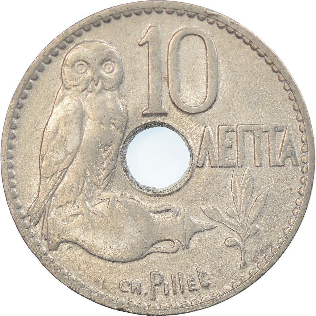 Coin, Greece, George I, 10 Lepta, 1912, AU(55-58), Nickel, KM:63