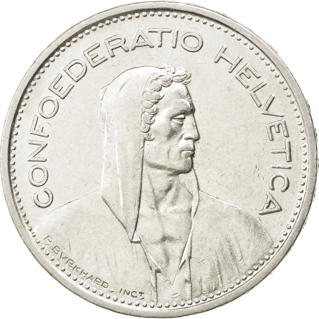 SWITZERLAND, 5 Francs, 1951, Bern, KM #40, AU(50-53), Silver, 31.45, 14.94