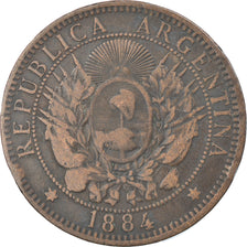 Moneta, Argentina, 2 Centavos, 1884, B+, Bronzo, KM:33