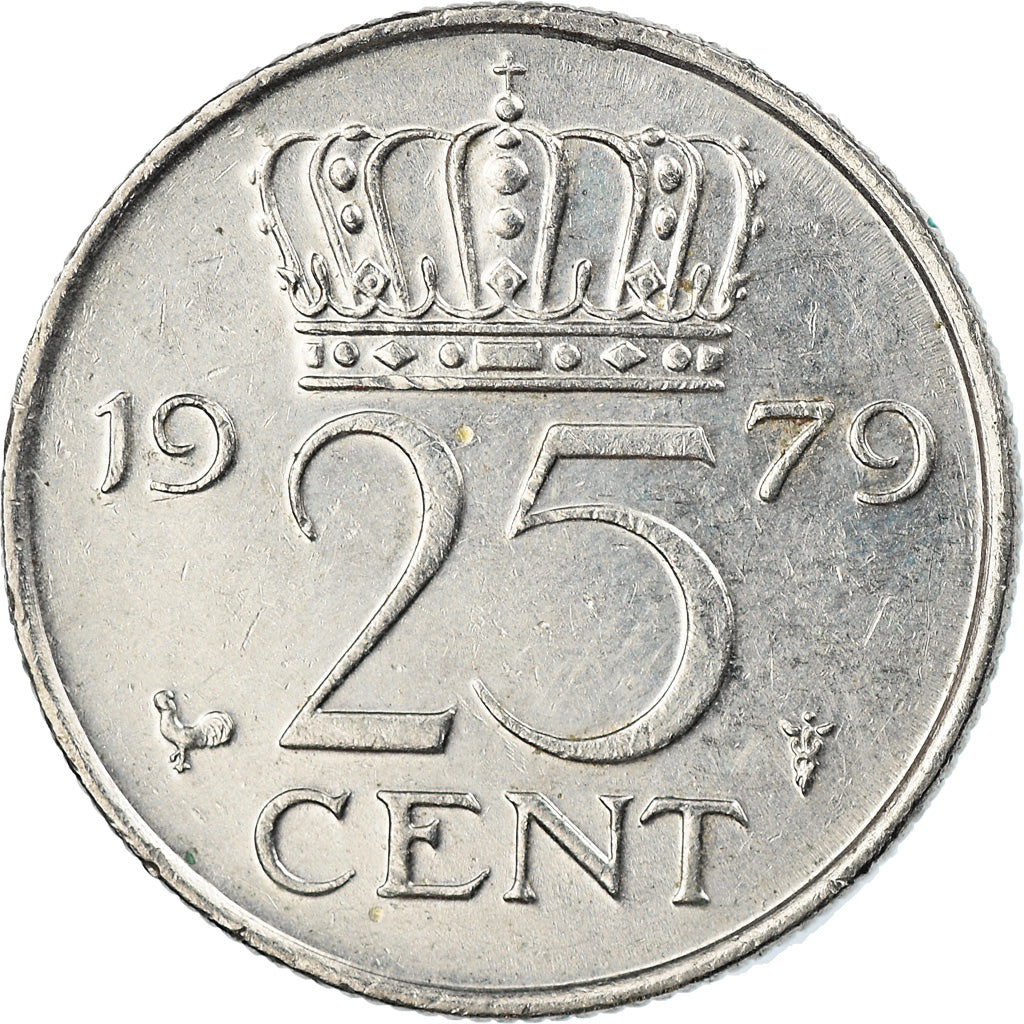 Coin, Netherlands, Juliana, 25 Cents, 1979, EF(40-45), Nickel, KM:183