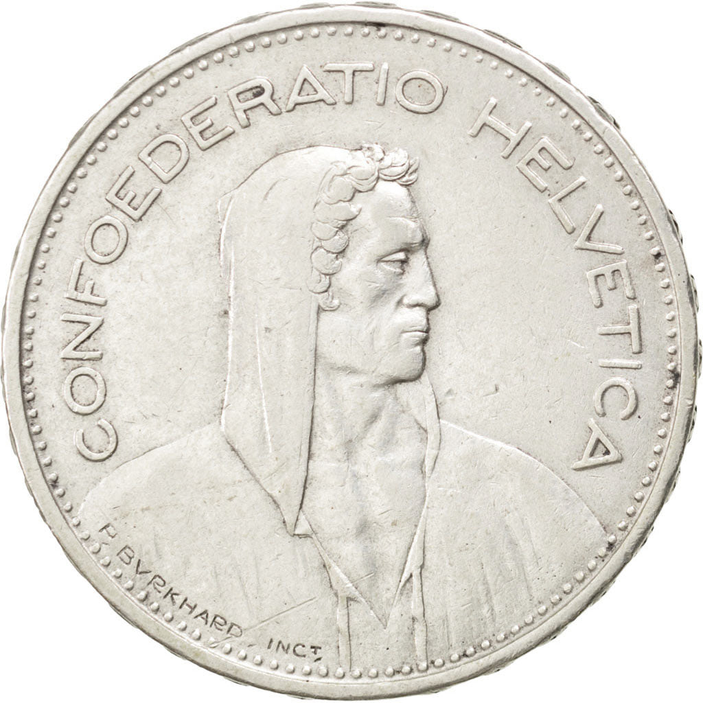 Münze, Schweiz, 5 Francs, 1933, SS, Silber, KM:40