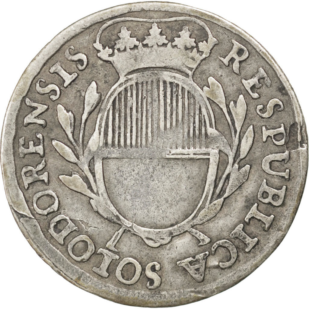 SWISS CANTONS, 2-1/2 Batzen, 10 Kreuzer, 1794, KM #49, VF(20-25), Silver, 2.07