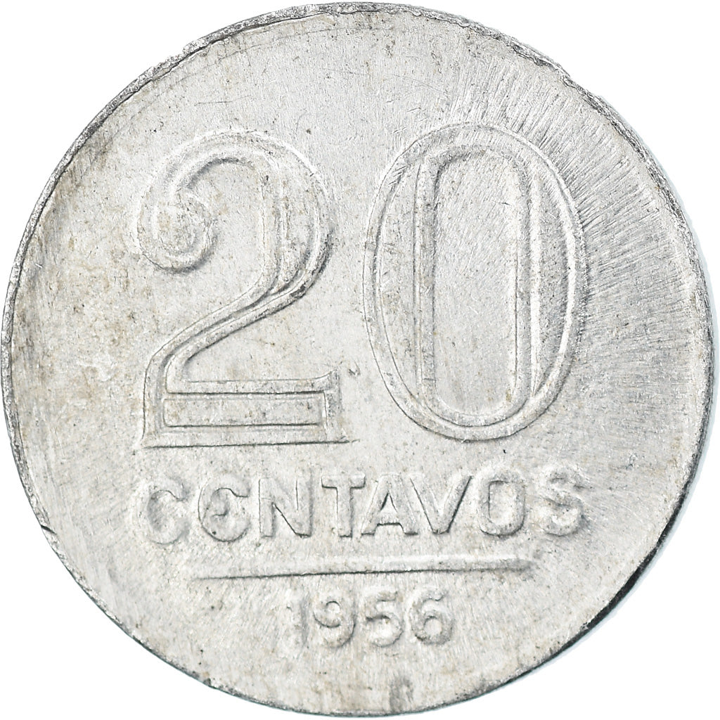 Coin, Brazil, 20 Centavos, 1956, EF(40-45), Aluminum, KM:565
