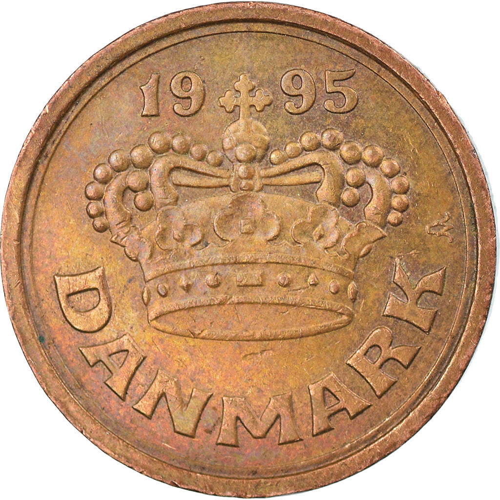 Moneta, Danimarca, Margrethe II, 25 Öre, 1995, BB, Bronzo, KM:868.1
