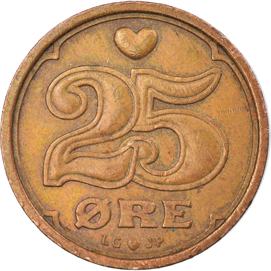 Moneta, Danimarca, Margrethe II, 25 Öre, 1995, BB, Bronzo, KM:868.1