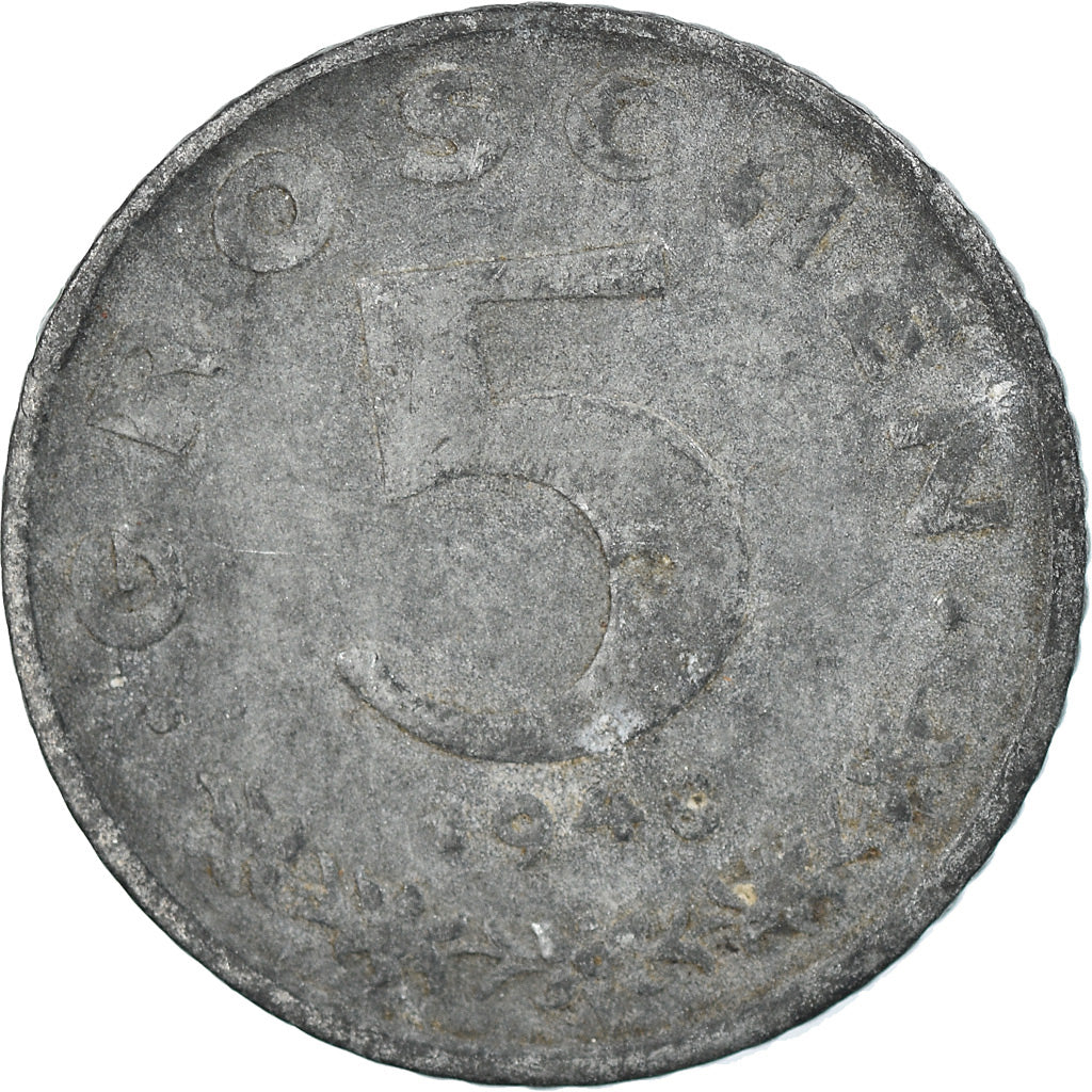 Coin, Austria, 5 Groschen, 1948, VF(30-35), Zinc, KM:2875