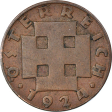 Moneta, Austria, 2 Groschen, 1924, EF(40-45), Bronze