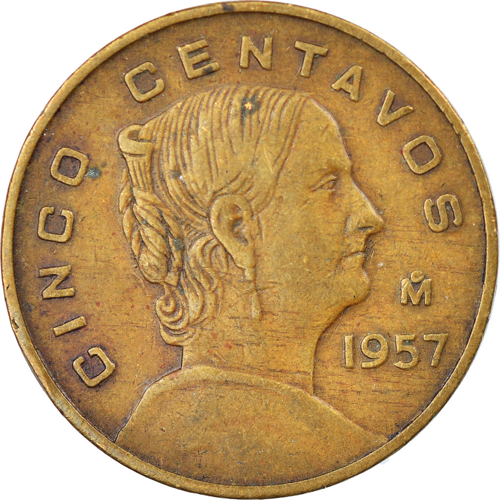 Coin, Mexico, 5 Centavos, 1957, Mexico City, EF(40-45), Brass, KM:426