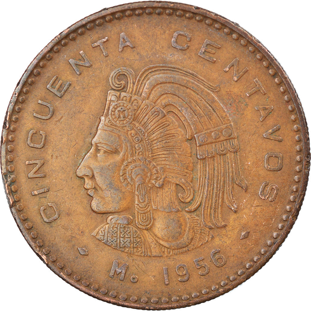 Moeda, México, 50 Centavos, 1956, Mexico City, EF(40-45), Bronze, KM:450