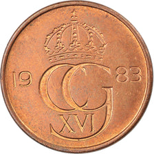 Coin, Sweden, Carl XVI Gustaf, 5 Öre, 1983, EF(40-45), Brass, KM:849a