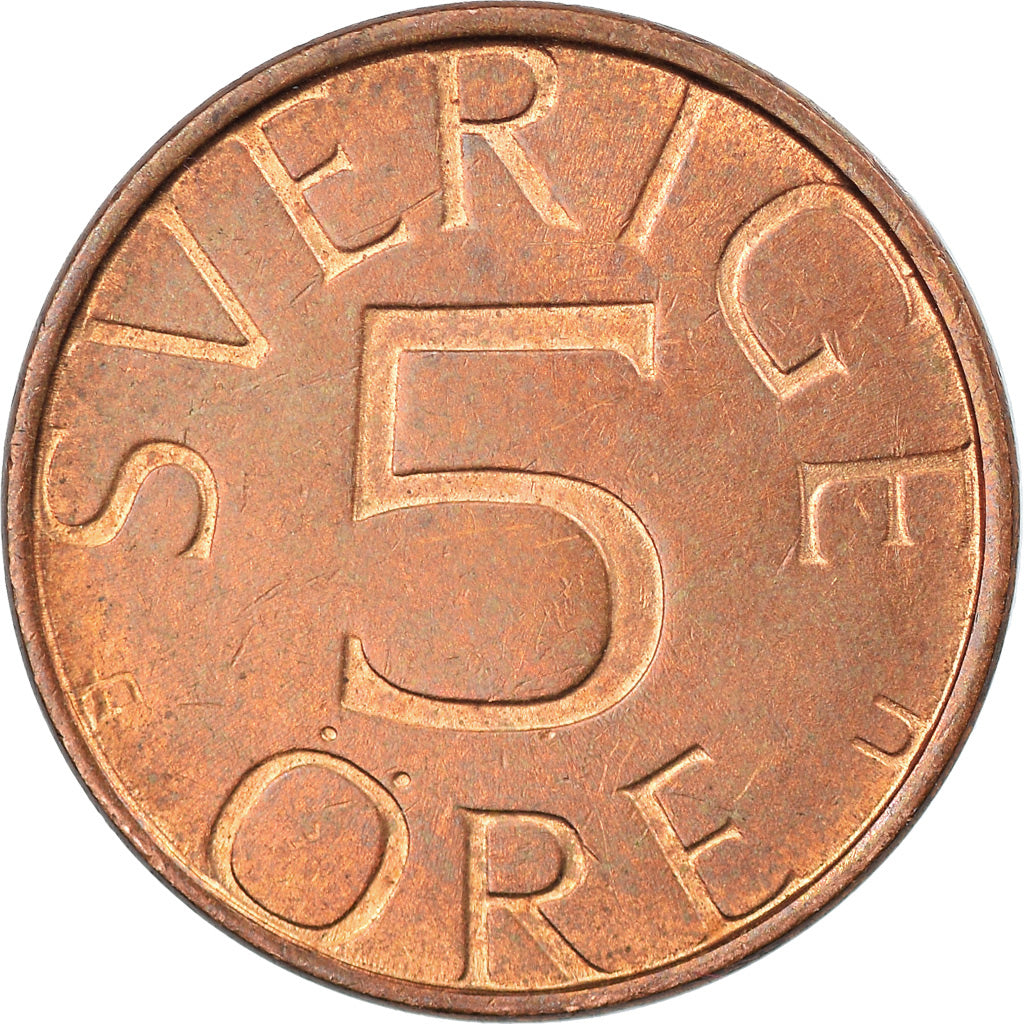 Coin, Sweden, Carl XVI Gustaf, 5 Öre, 1983, EF(40-45), Brass, KM:849a